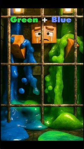 Minecraft 3D animation #green slime + #Blue slime #foryou