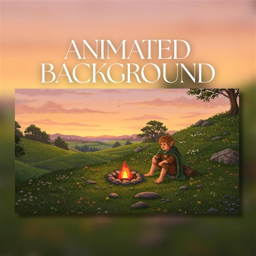 Animated Background | Pixel Art Fantasy Campfire Scene With Small Adventurer at Sunset | Countryside Landscape | MP4 Digital Download | AB30 - Etsy