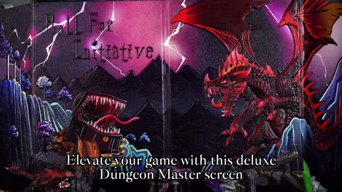 DND DM Screen Deluxe Edition: Colorfully Embossed Dragon & Mimic, Four-Panel with Pockets Dungeon Master Screen for Game Master