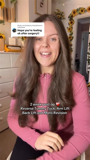 Melly May 🎀 Happy Healthy Lifestyle✨ on Instagram: "time for an update! 🥰❤️‍🩹 2 weeks post op from my second round of loose skin removal (reverse tummy tuck, arm/back lift and mons revision) #armlift #looseskinsurgery #reversetummytuck #tummytuck #looseskin"