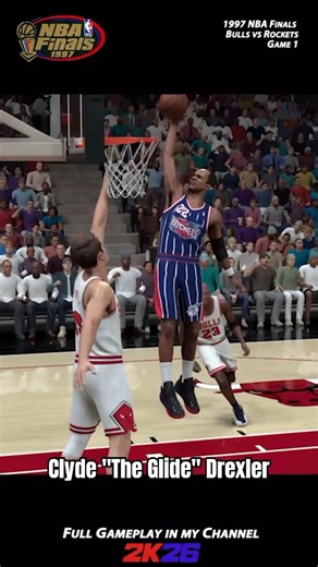 Clyde the Glide! dunks on Longley! It's Rockets vs Bulls in the '97 Finals.