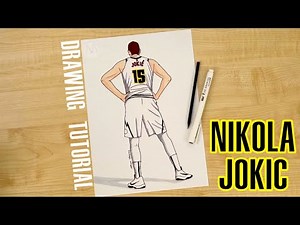 How to draw NBA player Nikola Jokic / How to draw Denver Nuggets