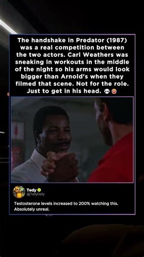 The handshake in Predator (1987) was a real competition between the two actors.