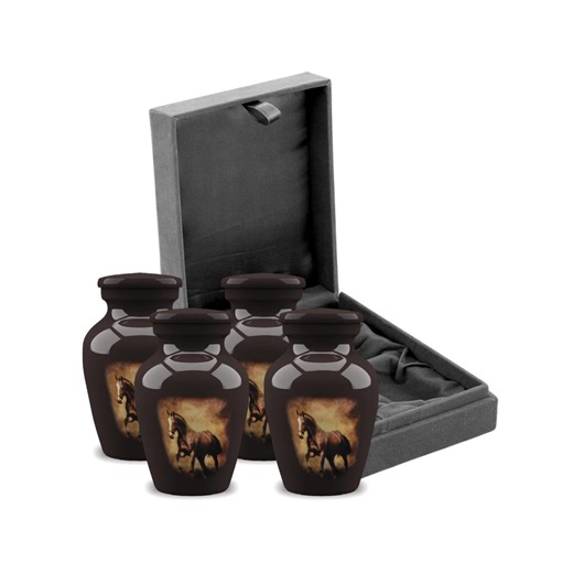 Brown Horse Keepsake Set of 4 (3 Cu. In.) With Velvet Box. - Etsy Canada