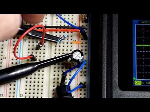 Charging capacitor RC time constant measured with 2 channel oscilloscope roll mode DC coupled
