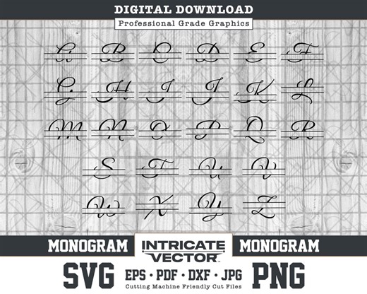 Wedding Script Split Monogram Alphabet Set – Elegant Letters (SVG, EPS, PNG) - Etsy