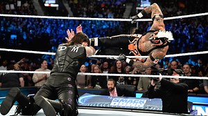 Rey Mysterio and Santos Escobar of the LWO try to take down Dominik Mysterio and Damian Priest of The Judgment Day. | WWE SmackDown