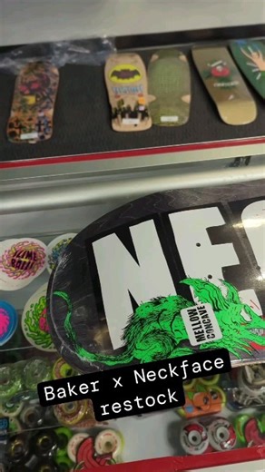 18 reactions | Baker x Neckface restock! ---  thedarkslide.com @bakerskateboards @nastyneckface | The Dark Slide | Facebook