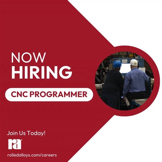 We are accepting applications for a CNC Programmer position at our Temperance, Michigan location. You may apply through the link provided or share this opportunity with someone you think might be interested! https://www.rolledalloys.com/careers #RolledAlloys #CNCprogrammer #MetalSupplier #TemperanceRA #SpecialtyMetalSupplier | Rolled Alloys