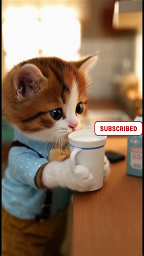 Milk time is the best time! Watch Mr. MuffinPaws enjoy his tiny cup of milk like a little gentleman!