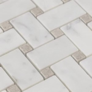 Apollo Tile White 12 in. x 12 in. Basketweave Polished Eastern Beige Bianco Carrara Marble Mosaic Tile (5 sq. ft./case) 5-Pack APLKB88B03A