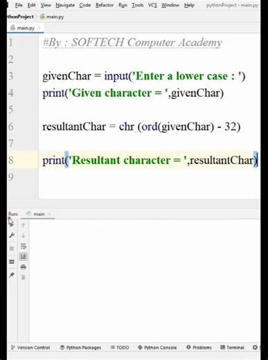 Python Program | To convert lower case to upper case