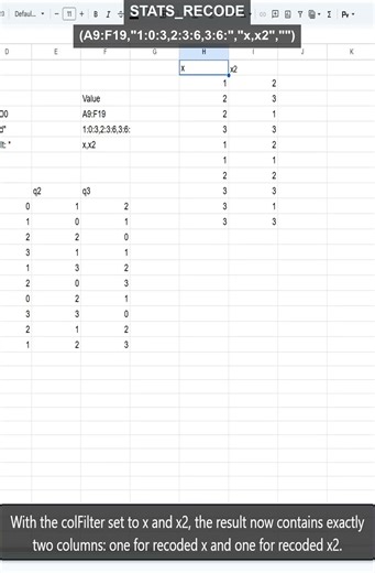 STATS_RECODE column filter in Google Sheets