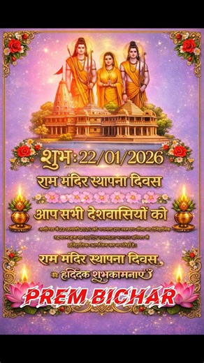 22 जनवरी 2026 | राम मंदिर स्थापना दिवस | भव्य शुभकामनाएँ भारतवासियों को22 January 2026 | Ram #viral