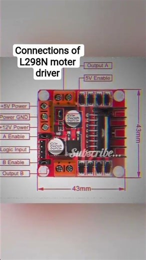 connections 😁 of #L298N moter #driver 😀 with diagram