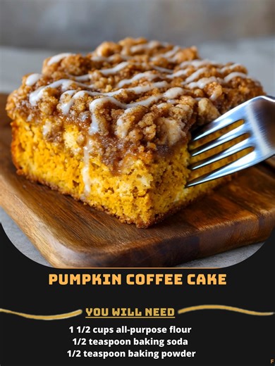 2.1K views | Pumpkin  Coffee Cake A moist, spiced cake with a delicious pumpkin flavor, perfect for breakfast or an afternoon treat, topped with a crunchy streusel for extra texture. Ingredients: 1 1/2 cups all-purpose flour 1/2 teaspoon baking soda 1/2 teaspoon baking powder 1/2 teaspoon cinnamon 1/4 teaspoon nutmeg 1/4 teaspoon salt 1/2 cup unsalted butter, softened 1/2 cup granulated sugar 1/2 cup brown sugar, packed ..... Full Recipe in Coʍmеոτ   | Recipe Exchange | Facebook