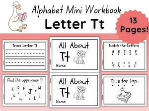 Letter T Mini Book | Alphabet Worksheets for Preschool & Kindergarten | 13 Page Printable Phonics Activities - Etsy Canada
