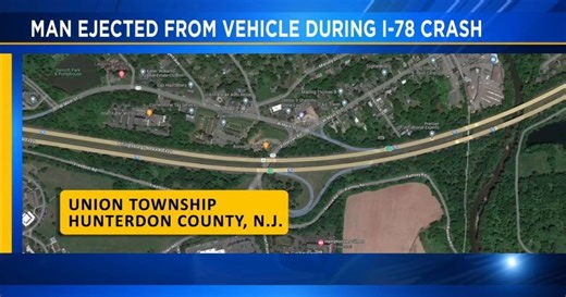 I-78 accident ejects passenger, injures driver in Hunterdon County