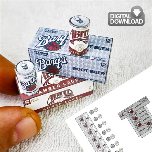 Miniature Beer Cans & Box Template Digital Download Drink Box Set Template | Dollhouse Drinks - Etsy