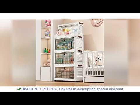 Foldable Flip-Top Transparent Storage Cabine,Large Space-Saving Mobile Organizer with Wheels for