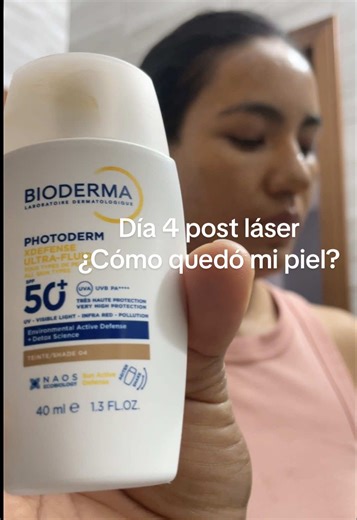 Día 4 post láser: ¿Qué cambió? Ya casi no hay costras, pero la piel está en su punto más vulnerable. ✨ Mi regla de oro ahora: protección solar, estoy usando Bioderma photoderm xdefense ❤️‍🩹#laser #recuperacion #protectorsolar #rosacea