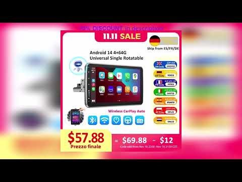 A must-have product! ESSGOO Android 14 10.1 Inch Universal Single Rotatable Car Radio Auto Carplay