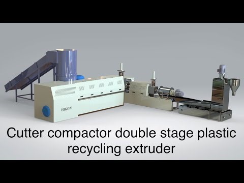 Cutter compactor double stage plastic scrap recycling extruder by Hikon India