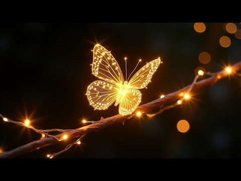 Glowing Butterfly Black Screen Effect | String Light Butterfly Animation