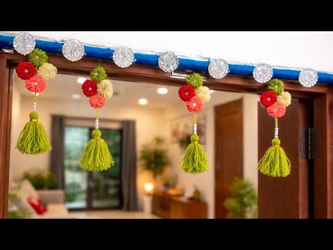 EASY DOOR HANGING TORAN MAKING FROM WOOLEN !! DIY WOOLEN TORAN !! DOOR HANGING CRAFT IDEA. #diy
