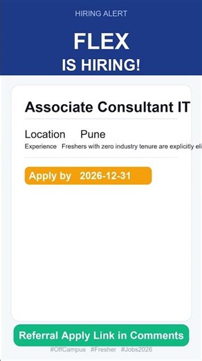Flex | Associate Consultant IT | Off Campus 2026 | Apply Now | Pune