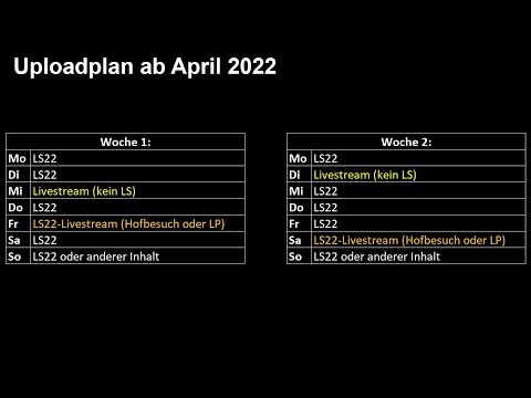 Ankündigung und Upload Plan ab April 2022