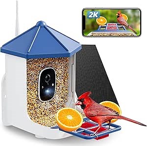 Solareye Bird Feeder with Camera, 2K HD Color Night View, AI Bird Identification, Auto Capture,Motion Detection Alerts, Smart Bird Feeder for Outdoors, Present for Bird Lover(Solar Panel Included)