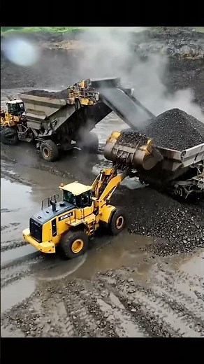 Massive Wheel Loader in Action: Rock & Material Moving Power! 🏗️