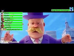 Paw Patrol: The Mighty Movie (2023) Giant Mayor Humdinger Scene with healthbars