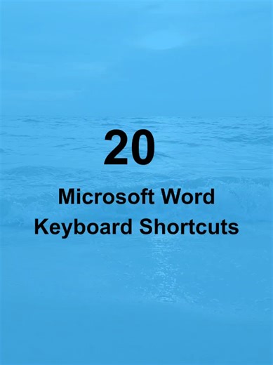 20 Microsoft Word Keyboard Shortcuts. #microsoft #microsoftword #msword
