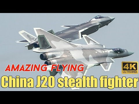 China J20 stealth fighter amazing flying at Airshow China 2021