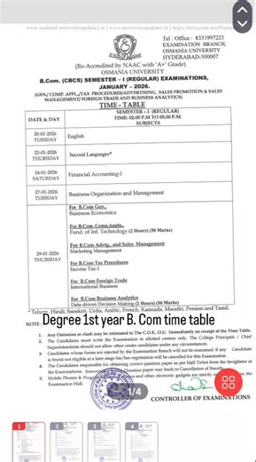 writer ±±....... on Instagram: "Degree 1st year b.com time table??important question go to my youtube channel @degree_writer99 #degree #study #education"