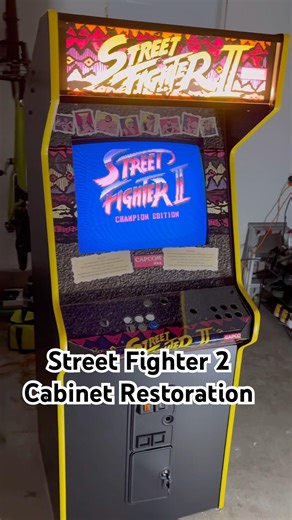 Street Fighter 2 Arcade Restoration. Yellow T Moulding added and new plexi glass on control panel.