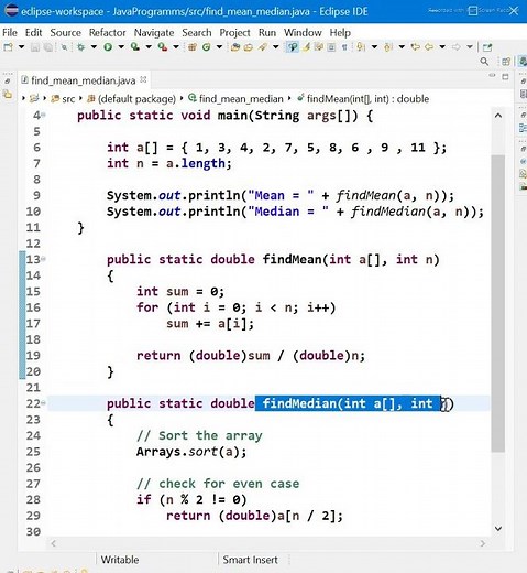 Java Program For Mean and Median of an Unsorted Array || #shorts #ytshorts #youtubeshorts #java
