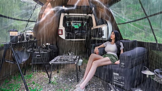 CAMPING IN A SCARY DOWNPOUR WITH A CAR TENT _ RAIN ASMR | ASRM SHOW