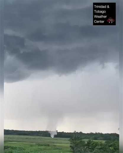 16K views · 243 reactions | TORNADO CONFIRMED. NO LONGER A THREAT: Funnel cloud touches down in open fields of Woodland, becoming a tornado. It has since dissipated with the accompanying strong thunderstorm now out at sea. Heavy rainfall, flooding ongoing in parts of SW Trinidad. https://ttweathercenter.com/tornadoes/ | Trinidad and Tobago Weather Center | Facebook