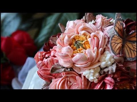 Buttercream PEONY CAKE {Wilton tip#123} /Buttercream flower cake tutorial