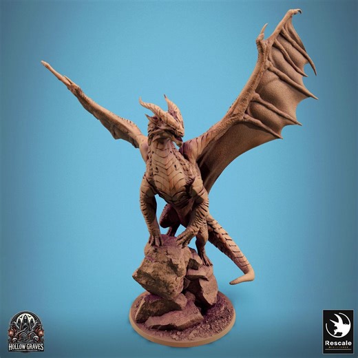 Giant Ancient Copper Dragon - Rescale Miniatures | Elder Metallic Monster Model | Hollow Graves - Etsy UK