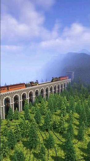 Minecraft Mountain Train Bridge Tutorial Timelapse 🤯