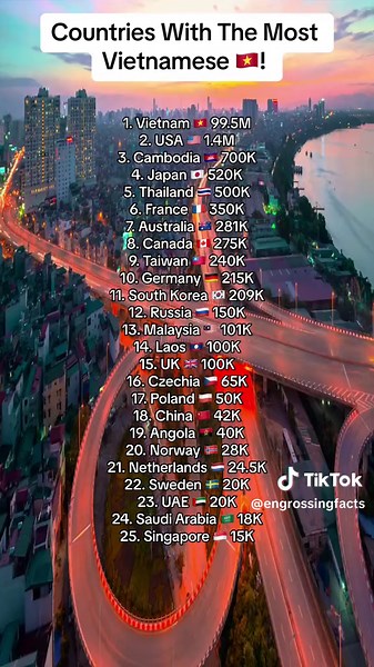 Top 25 countries with most Vietnamese people!