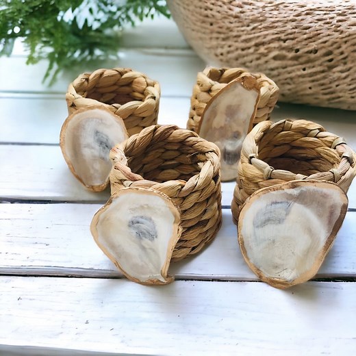 Oyster Shell Napkin Rings / Coastal Theme / Gold Gilded / Gift Boxed - Etsy