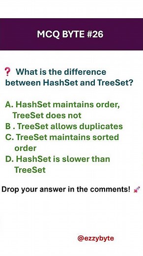 What is the difference between HashSet and TreeSet? #treeset #hashset