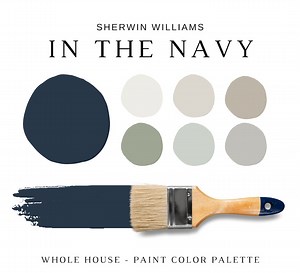 Sherwin Williams IN THE NAVY Color Palette, Sherwin Williams Navy Blue, Modern Neutral Interior Paint Colors, Whole House Palette, Sea Salt - Etsy