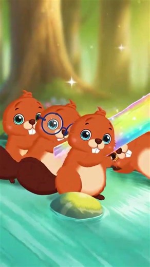 🦫 Tiny Beaver Builds a Rainbow Dam! 🌈💦 #shorts #kids ids