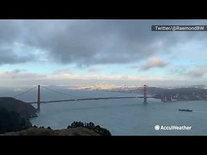 Golden Gate Bridge whistles eerie tune during windy day